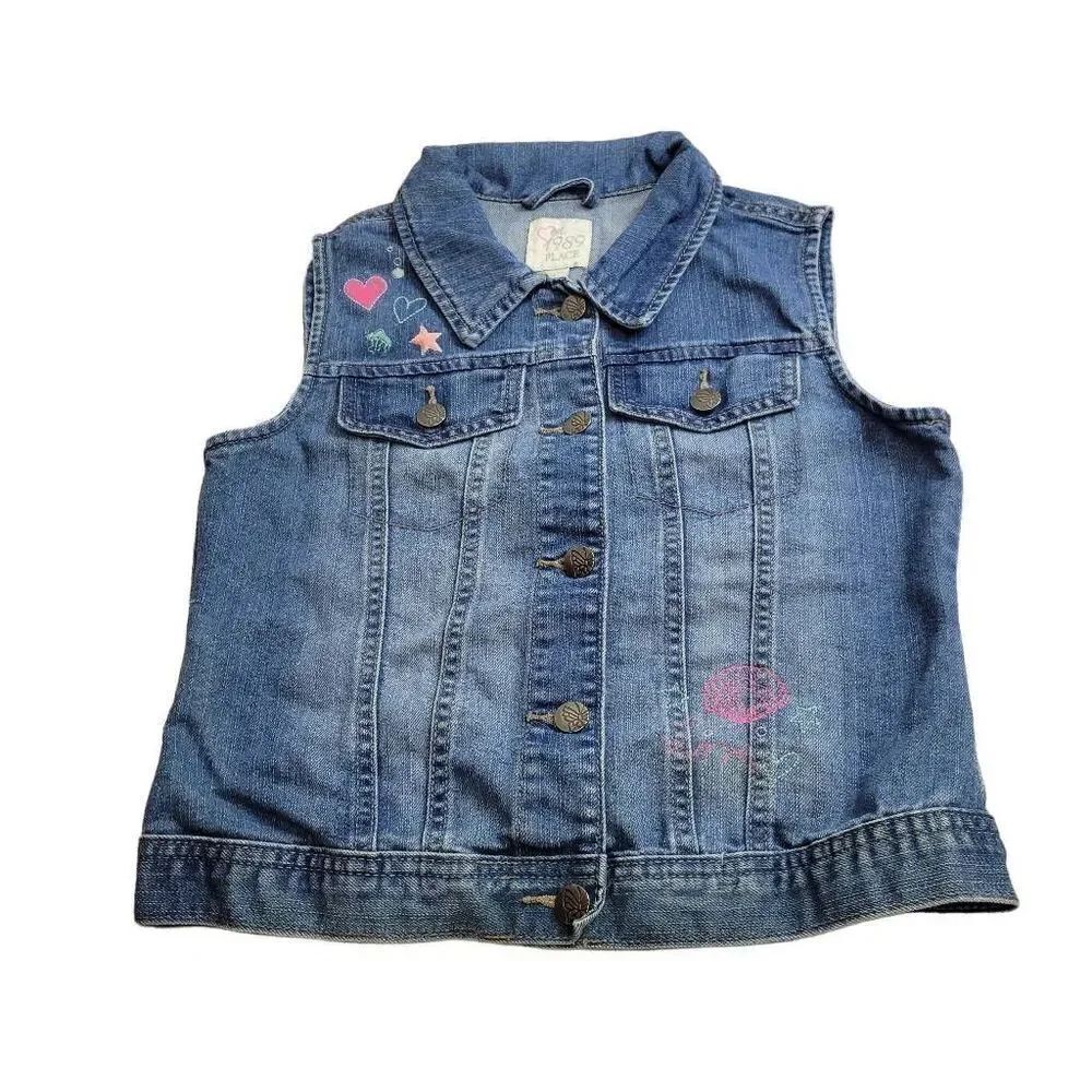 Children's Place Mermaid denim vest XL14